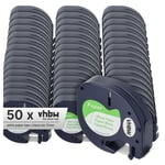 vhbw 50x Rubans compatible avec Dymo LetraTag LT-100H, LT-100T, QX50, XR imprimante d'étiquettes 12mm Noir sur Blanc