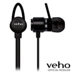 VEHO ZB-2 WIRELESS BLUETOOTH IN-EAR HEADPHONES W/MIC & REMOTE BLACK VEP-015-ZB2