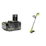 RYOBI RB1840X 18V One Plus Lithium Plus 4.0Ah Compact Battery, Black & OLT1832 ONE+ Cordless Grass Trimmer, 25-30cm Path (Zero Tool), 18 V, Hyper Green (Battery, Charger and Blade Not Included)