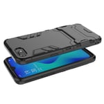 Rugged Protective Back Cover for OPPO A1K/Realme C2, Multifunctional Trible Layer Phone Case Slim Cover Rigid PC Shell + soft Rubber TPU Bumper + Elastic Air Bag with Invisible Support (Black)