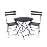 Fermob - Bistro matgrupp bord 77cm & 2 metall stolar liquorice - Matgrupper utomhus