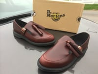 Dr Martens Gracia oxblood tassel T bar buckle brando leather shoes UK 9 EU 43