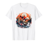two anime koi fish asian carp lucky goldfish sunset waves T-Shirt