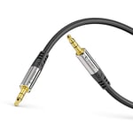 Sonero Câble auxiliaire Premium 5 m, câble jack audio 3,5 mm, adapté aux iPhones, iPads, smartphones, tablettes PC, voitures et autres appareils stéréo, noir