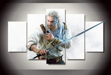 TOPRUN The Witcher Wild Hunt 5 pieces wall art canvas for living room Home Wall Decoration 5 panel canvas picture for bedroom Background art Decor xxl 150x80CM Framework