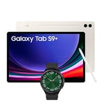 Samsung Galaxy Tab S9+ WiFi Android Tablet, 256GBStorage, Beige, 3 Year Extended Warranty with a Samsung Galaxy Watch6 Classic, Bluetooth, 47mm, Graphite (UK Version)