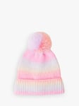 Angels by Accessorize Kids' Wool Blend Rainbow Space Dye Pom Pom Hat, Pink/Multi