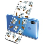 Oihxse Compatible with Motorola One Vision Case Cute Koala Cartoon Clear Pattern Design Transparent Flexible TPU Anti-Scratch Shockproof Slim Soft Silicone Bumper Protective Cover-A9