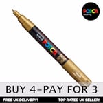 Posca Pc-1m Paint Marker Pen - Fabric Glass Pen - Gold X 1 - Buy 4 Pay For 3