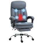 Vinsetto Fauteuil de Bureau massant et Chauffant Fauteuil Bureau Ergonomique à roulettes Dossier inclinable réglable en Hauteur Repose-Pieds revêtement Microfibre Gris