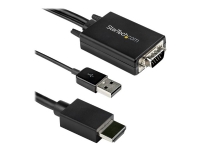 StarTech.com 2 m VGA till HDMI-kabeladapter - USB-driven - 1080p - Adapterkabel - USB, HD-15 (VGA) hane till HDMI hane - 2 m - svart - aktiv, stöd för 1080p, USB-ström + -ljud
