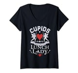 Womens Romantic Lunch Lady Cupid's Favorite Valentines Day Quotes V-Neck T-Shirt