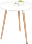 Fano loungebord Ø60 cm, vit med stomme i bok