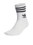 adidas Originals Unisex 3 Pack 3 Stripes Crew Socks - White, White, Size S, Men