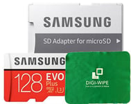128GB Micro-SD Evo Plus Memory Card for Samsung Galaxy M11, M21 and M31 - Includes Digi Wipe Microfibre Cleaning Cloth (128GB)
