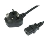 New Kettle Lead 0.5M Meter UK Mains Power Plug IEC C13 Cable Cord PC Monitor TV
