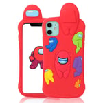 Darrnew Red Among Case for iPhone 12 Mini Cartoon Silicone Cute Fun Cover, 3D Kawaii Unique Girls Boys Women Us Cases, Funny Fashion Cool Character Design Shockproof for iPhone 12 Mini 5.4"