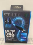 Stealth 2m Light Up Play & Charge Cable for PS4 Playstation 4 Twin Back