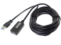 PremiumCord Câble de rallonge USB 3.0 avec répéteur, câble de données SuperSpeed jusqu'à 5 Gbit/s, câble de charge, USB 3.0 type A femelle vers mâle, couleur noir, longueur 5 m, ku3rep5