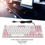 (Pink White) Mechanical Gaming Keyboard Ergonomic 87 Key Multicolor