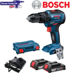 Bosch GSB18V-55 22 18v 2x 2Ah Brushless Combi Drill - Batteries, Charger, L-Case