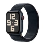 Apple Watch SE GPS + Cellular 44 mm, Keskiyö alumiinikuori, Keskiyö Sport Loop -ranneke