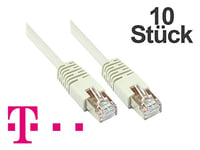 Lot de 10 câbles de raccordement RESTPOSTEN Telekom Cat. 5, F/UTP, Gris, pour Connexion routeur, DSL, Modem etc. 5 m