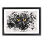 Big Box Art Eyes of a Cat Watercolour Framed Wall Art Picture Print Ready to Hang, Black A2 (62 x 45 cm)