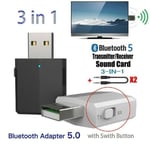 Usb Bluetooth Adapter 5.0 Music Audio Receiver Transmitter Wirel Black