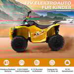 12V elektrisk fyrhjuling för barn med 2,2/4,3 KM/H hastighet & Horn, musik & LED-lampor elektrisk quad gul
