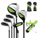 6-delat barngolfklubbset med golfbag och regnskydd för barn i åldern 11-13 år grön