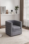 Tufted Velvet Barrel Swivel Accent Chair