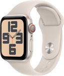 Apple Watch SE (GPS + Cellular 40 mm), Tähtivalkea alumiinikuori ja urheiluranneke, S/M