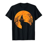 Black Cat WItch Full Moon Vintage Halloween Men Women Kids T-Shirt