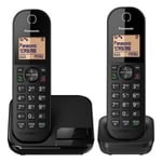 Panasonic KXTGC412EB Cordless Phone with Twin Handsets and Caller ID in Black