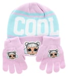 Lol Surprise Childrens Winter Pom Pom Hat And Gloves Set Pink Uk Size 1