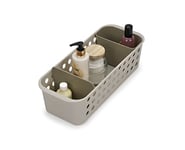 Joseph Joseph EasyStore - Bathroom essentials Storage Basket Organiser with moveable pot and divider, Slimline- Ecru