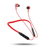 Fashion Bluetooth Earphone, Wireless Earphones, Sports Bluetooth 5.0 Sweatproof Neckband Headset 6H Playback Earplugs, for Gym/Smartphone (Color : Red)
