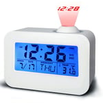 EBILUN Projection Clock- LED Digital Alarm Clock -Multifunction Digital Voice Control Backlight LCD Alarm Clock Projector Thermometer- for Bedroom, Office
