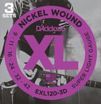 Daddario EXL120-3D gitarrsträngar 3-pack (Super Light 09-42)