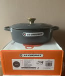 Le Creuset Signature Cast Iron 27cm Oval Casserole - Graphite Gold Knob  (New)