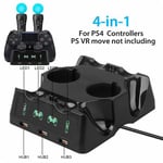 4 en 1 Contrôleur charge Dock YOUKUKE chargeur support Pour PS4 PS déplacer VR PSVR manette de jeux - Noir