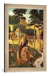 Kunst für Alle 'Encadré Image de Hieronymus Bosch La Tentation de Saint Antoine Impression d'art dans Le Cadre de Haute qualité Photos Fait Main, 40 x 60 cm, Argent, Raya
