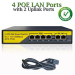 POE Switch HUB 4 Port Network Device Power Over Ethernet IP Cameras NVR UK