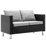 vidaXL 2-personers sofa kunstlæder sort og lysegrå