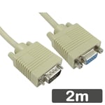 2M SVGA VGA Monitor Extension Cable Lead Male to Female for PC Laptop Projector