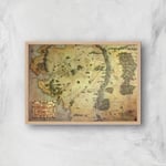 Lord Of The Rings Map Giclee Art Print - A3 - Wooden Frame