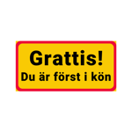 Dekal - Grattis du är först i kön - 300x150 mm