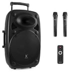 Vonyx Verve46 mobilt ljudsystem med Bluetooth och trådlösa mikrofoner - 1000W Peak Effekt, Portabel högtalare 15" med trådlösa mikrofoner