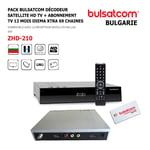Pack Bulsatcom Décodeur Satellite HD TV ZHD-210 + Abonnement TV 12 Mois 69 chaines, Basic & Diema XTRA Bulgarie Hellas 39°Est